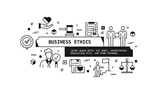 Business Ethics Related Vector Banner Design Concept. Global Multi-Sphere Ready-to-Use Template. Web Banner, Website Header, Magazine, Mobile Application etc. Modern Design.