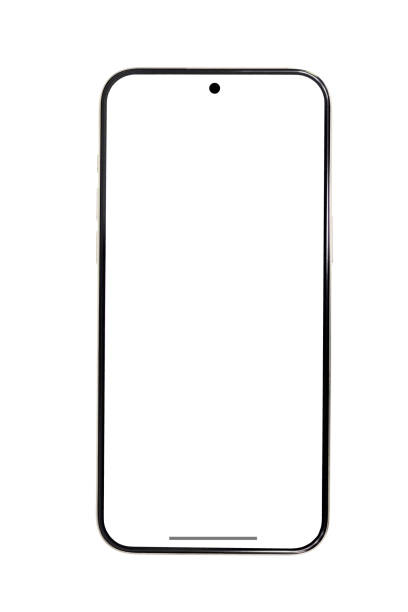 Studio shot of Smartphone with blank white screen for Infographic Global Business . Front View Display