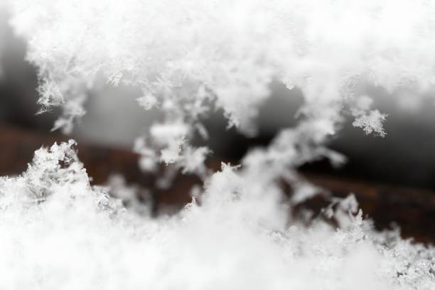Photos with Snow texture with snowflakes and ice crystals from a close distance, macro photography, detailed image with a certain depth of field