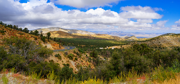 Road  to Big Bear Lake through Bighorn Mountain Wilderness in San Bernardino National Forest, California