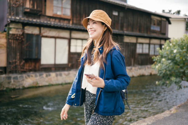 Travelers using travel apps for real-time communication with accommodation hosts, tour operators, and local guides. Capture them text messaging, sharing locations