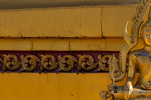 Wat-Pho, Bangkok Thailand:- March 12, 2021:-: Wat Pho or the official name is Wat Pho as the oldest temple is home to a pair,  popular with visitors that - is open to visitors every day.