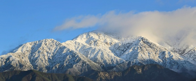 Snowcapped mountain in Southern California after record setting rain.
