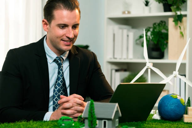 istock Businessman planning on his laptop with ECO strategy. Quaint 1997748445