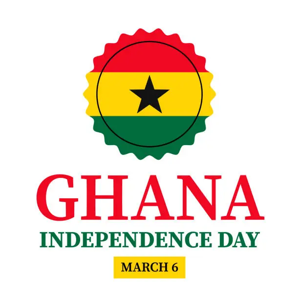 Vector illustration of Ghana Independence Day typography poster. Ghanaian holiday on March 6. Vector template for banner, flyer,  greeting card, etc.