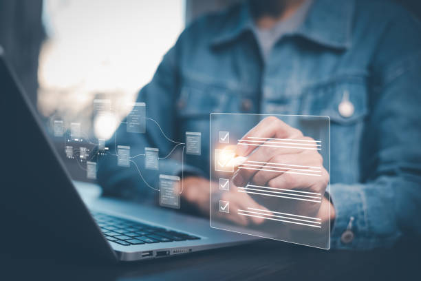 istock checklist and clipboard task documentation management, business people working laptop checklist questionnaire assessment form, online survey online exam Choosing the right answer in the exam 1997815213
