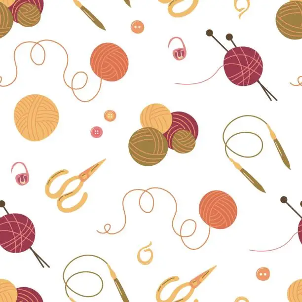 Vector illustration of Knitting a seamless pattern.