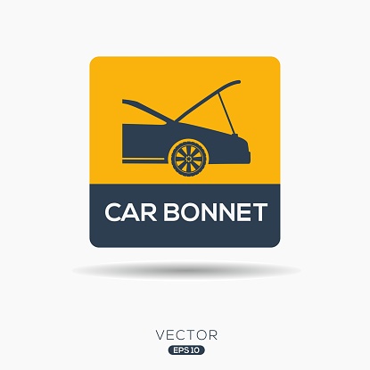 Car bonnet Icon, Vector sign.
