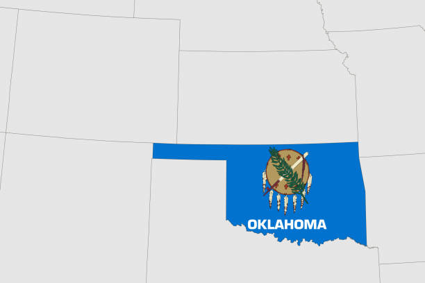 USA map series with state Oklahoma, with flag USA map series with state Oklahoma, with flag oklahoma state flag stock illustrations