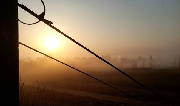 fog in village morning river side