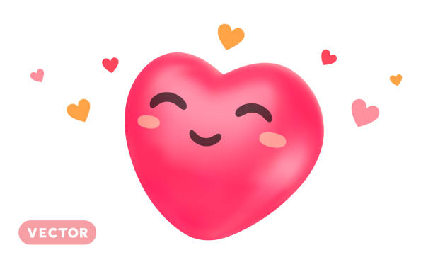 istock Vector cartoon illustration of cute happy heart character with smile on white background. 3d style design of care and love heart symbol for world day holiday 1997926103