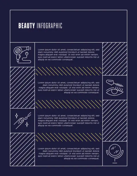 Vector illustration of Beauty Infographic Template - Cosmetics, Skincare, Makeup Icons