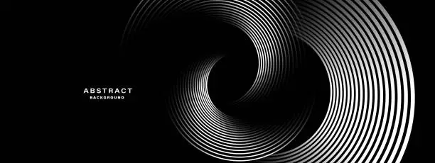 Vector illustration of Black abstract background with spiral shapes.
