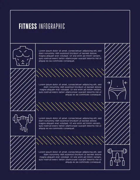 Vector illustration of Fitness Infographic Template - Exercise, Health, Wellness Icons