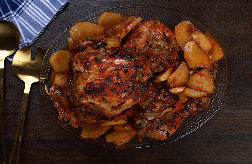 Roast Chicken and Potatoes in sauce