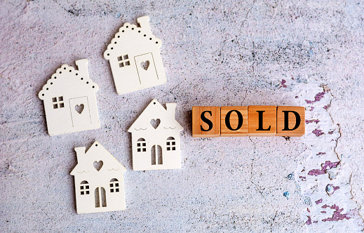 Sold house word on wooden blocks