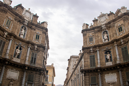 The baroque square formed in an octagon, known officially as Villena Square but also four corners for palermitan people