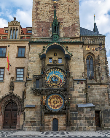 The Prague astronomical clock is a medieval astronomical clock attached to the Old Town Hall in Prague, the capital of the Czech Republic.