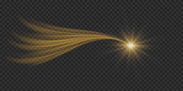 Vector illustration of Light effect of bright line movement with the glare of a star.