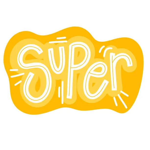 Vector illustration of super written in yellow pop style