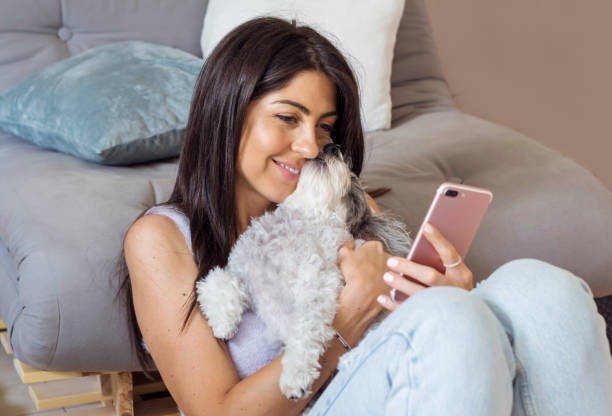 istock Smiling Woman using her phone at home 1998069836