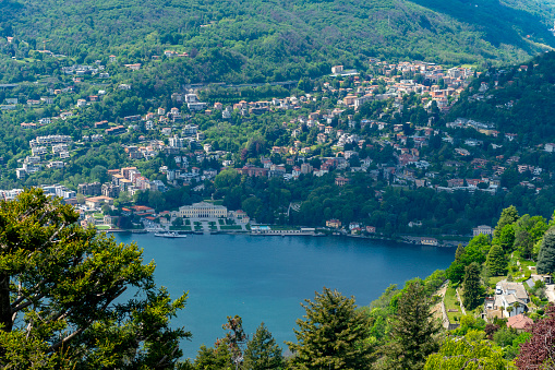 Como on the banks of Lake Como, viewed from Brunate.