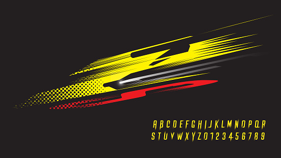 Sport Car sticker stripes with abstract line art and vibrant color composition.
