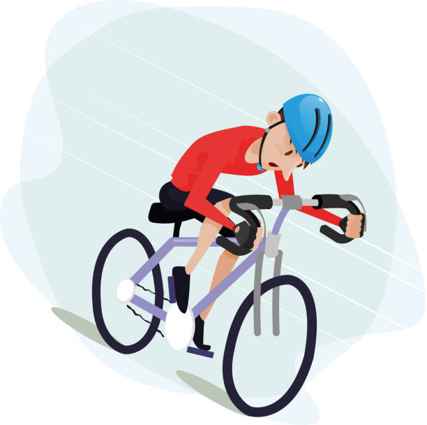 ilustraciones, imágenes clip art, dibujos animados e iconos de stock de las carreras ciclistas se centraron en su victoria. un hermoso día para el ciclismo. juegos de 2024. - speed sports race track cycling vitality