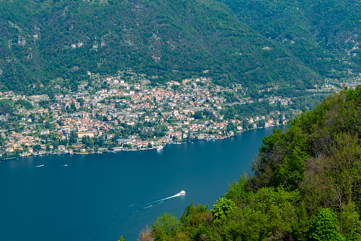 Como on the banks of Lake Como, viewed from Brunate.