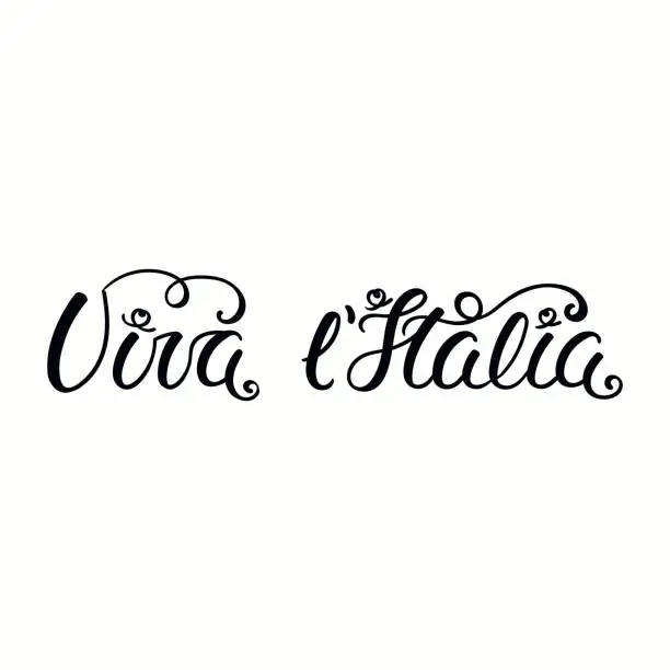 Vector illustration of Viva l Italia lettering quote