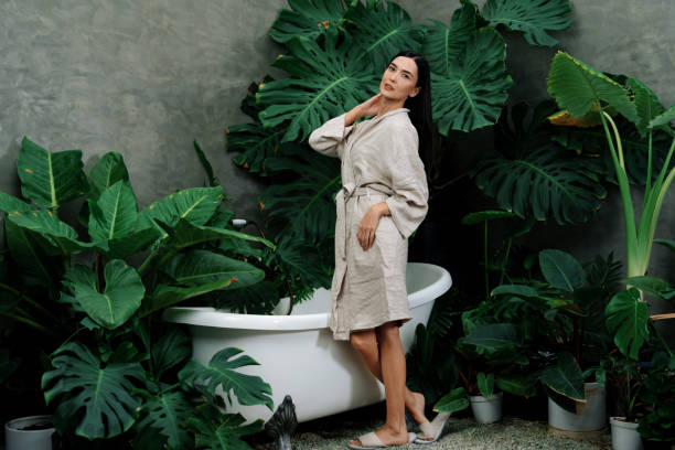 istock Tropical and exotic spa garden with bathtub in modern hotel or resort. Blithe 1998122394