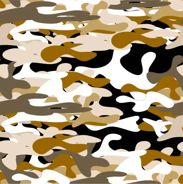 Vector illustration of Nature color characters on army camouflage pattern