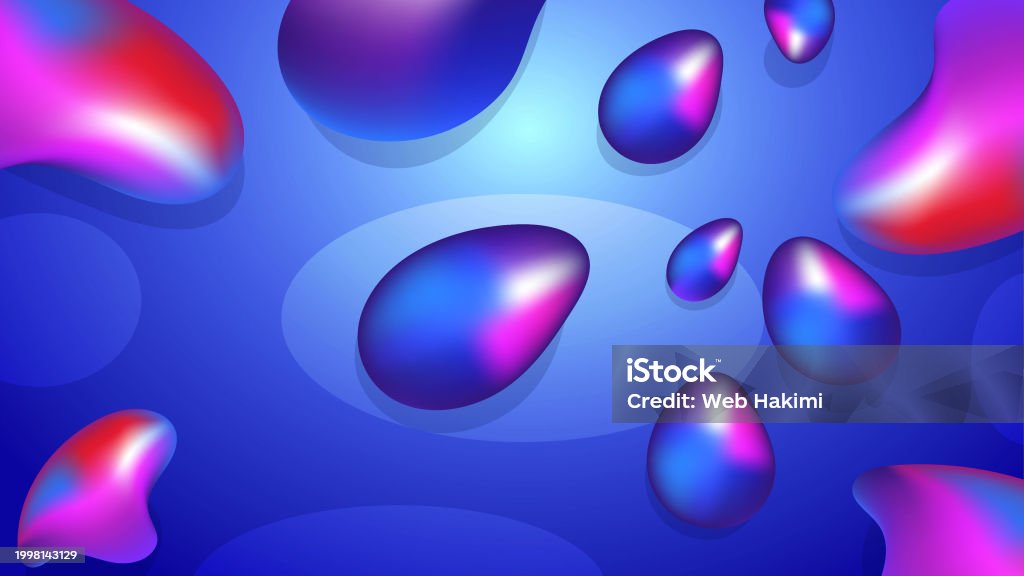 Wallpaper Tetesan Air Mengkilap Dengan Gaya Warna Gradien Biru Dan