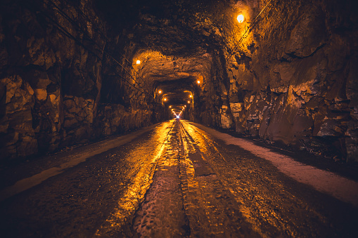 typical old tunnel at madeira island, portugal.