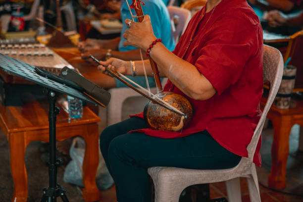 playing traditional asian music instrument