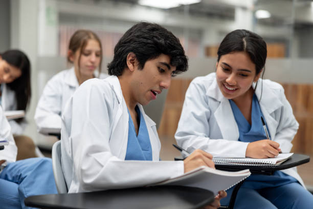 istock Happy medical students talking in class 1998218884