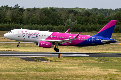 Wizz Air Airbus A320-232(WL) passenger plane arriving at Eindhoven Airport. The Netherlands - June 29, 2019