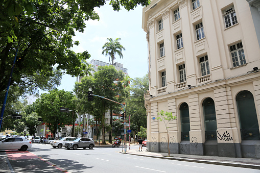 salvador, bahia, brazil - january 29, 2024: old mansions in the Comercio neighborhood in the city of Salvador.