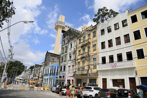 salvador, bahia, brazil - january 29, 2024: view of the Lacerda elevator in the Comercio neighborhood in the city of Salvador.