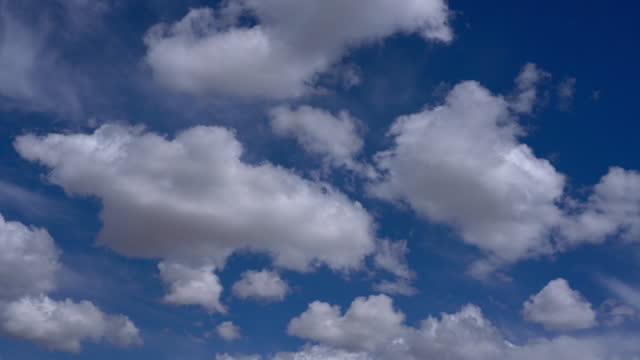 Time Lapse Partly Cloudy and Blue Sky with Clouds Moving Rapidly Throughout the Frame