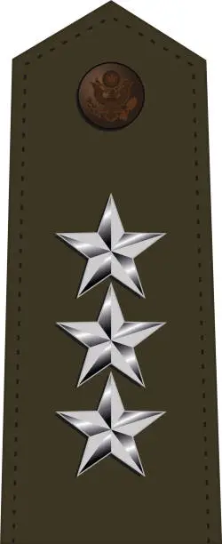 Vector illustration of Shoulder pad for army green service uniform of the USA LIEUTENANT GENERAL army officer