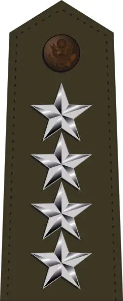 Vector illustration of Shoulder pad for army green service uniform of the USA GENERAL army officer