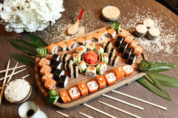 istock Wooden Tray With Sushi and Chopsticks 1998317754
