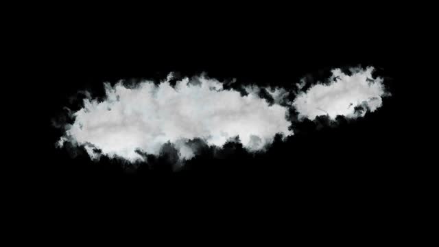 White Cloud Loop: Beautiful Fast Billowing Cloud Isolated on Black Background with Alpha. Light Rays Shining Through, Popular Compositing Element