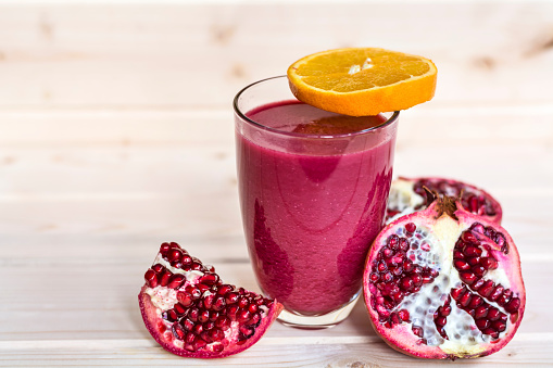 Refreshing and healthy pomegranate juice