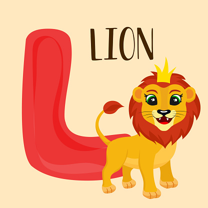 ALPHABET L lion vector educational Animals Alphabet I Is For Iguana. Vector illustration