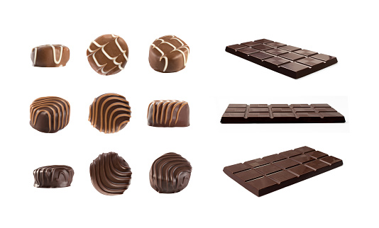 Chocolates Isolated on White Background with Clipping Path