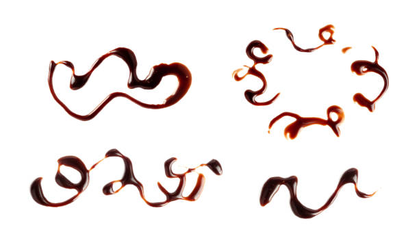 Chocolate Sauce Smear Isolated, Choco Sauce Drop, Cream Line, Melt Chocolate Drizzle