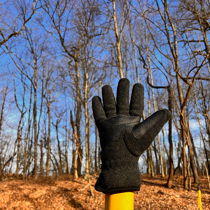 Found glove on a post in a remote area.