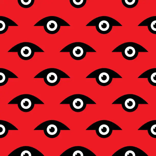Vector illustration of Red And Black Eyes Seamless Pattern